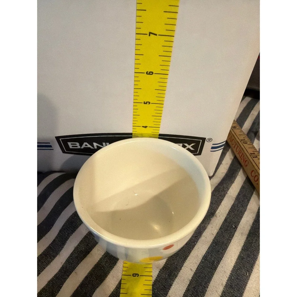 Boston Warehouse Polka Dot Ceramic Bowl White Multi Color Confetti 4 Inch Round
